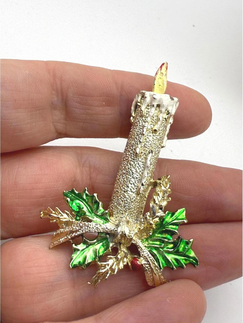 Vintage Gerrys Christmas Candle Brooch Pin